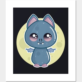 Little Cute Moon Bat Posters and Art